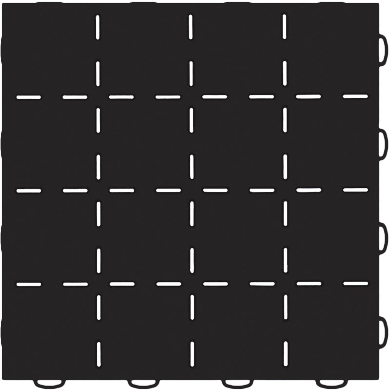 WeatherTech TechFloor - 12in x 12in Solid Tile w/ Raised Squares - Black