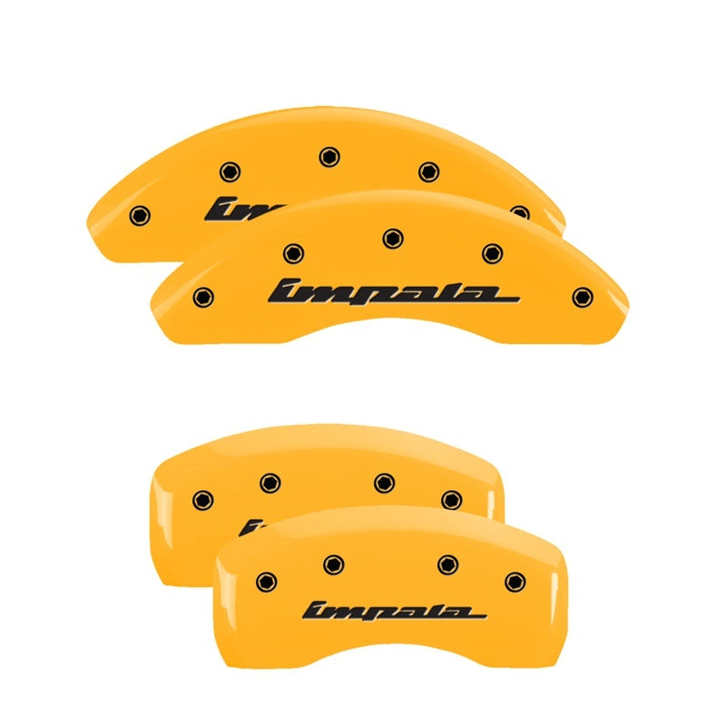 MGP 4 Caliper Covers Engraved Front & Rear Impala Yellow finish black ch