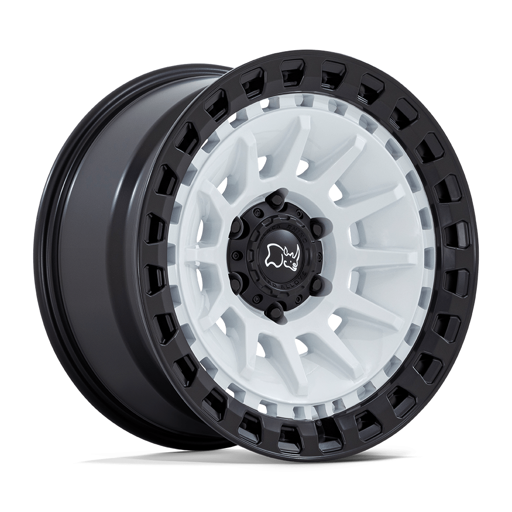 Black Rhino BARRAGE Gloss White On Matte Black Wheels