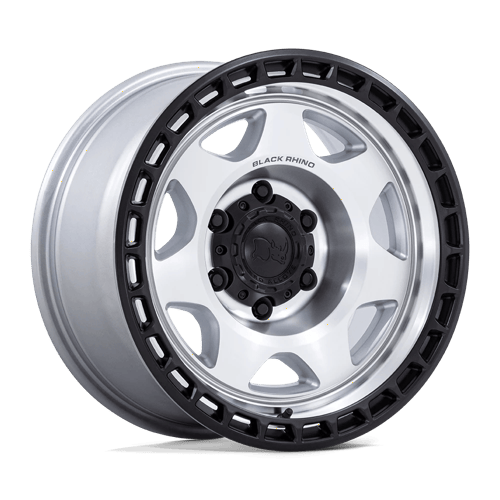 Black Rhino VOYAGER Silver Machined W/ M-Black Lip wheel