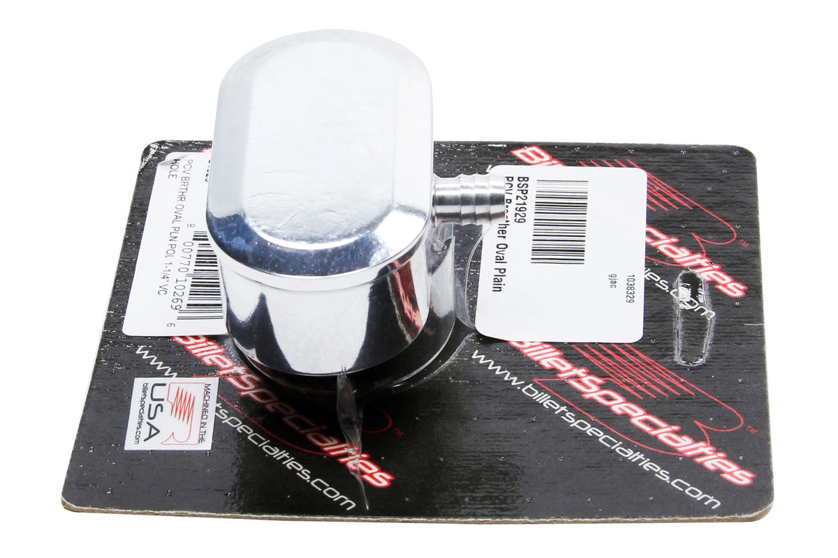 Billet Specialties PCV Breather Oval Plain Polished- 1 1/4in