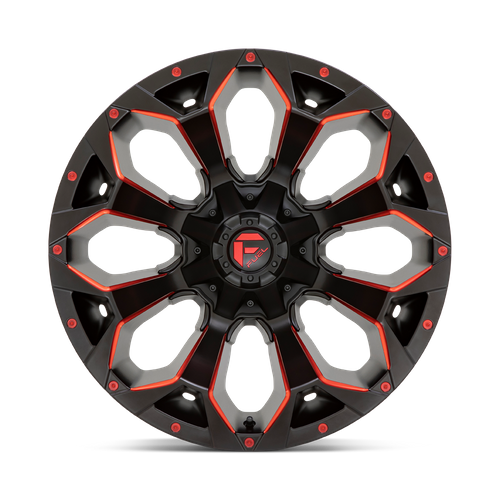 Fuel ASSAULT Matte Black Red Milled wheel view 3