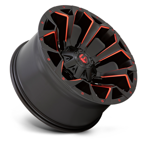 Fuel ASSAULT Matte Black Red Milled wheel view 2