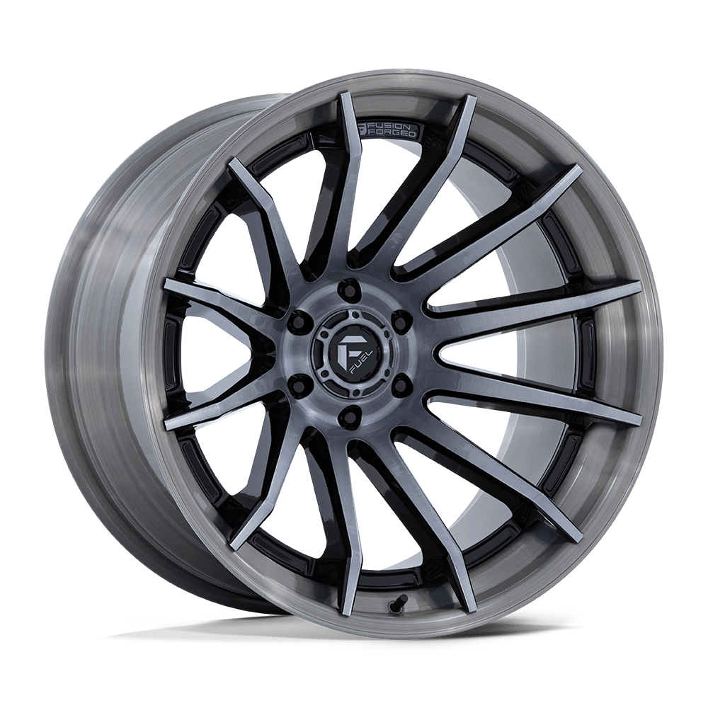 Fuel BURN Gloss Black Brushed Dark Tint wheel view 4