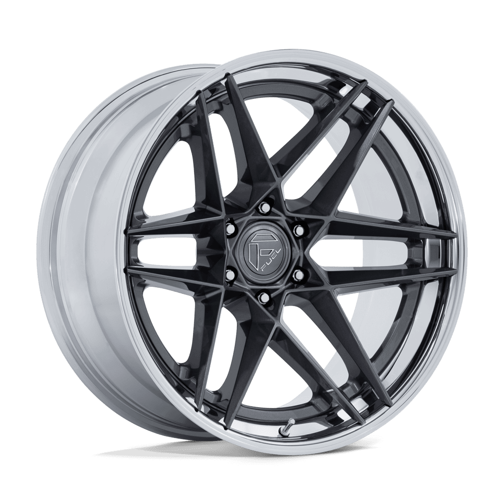 Fuel FLIGHT Gloss Gunmetal W/ Chrome Lip wheel view 4