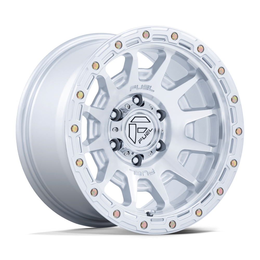 Fuel FORTRESS Gloss Silver W/ Machined Face wheel view 4