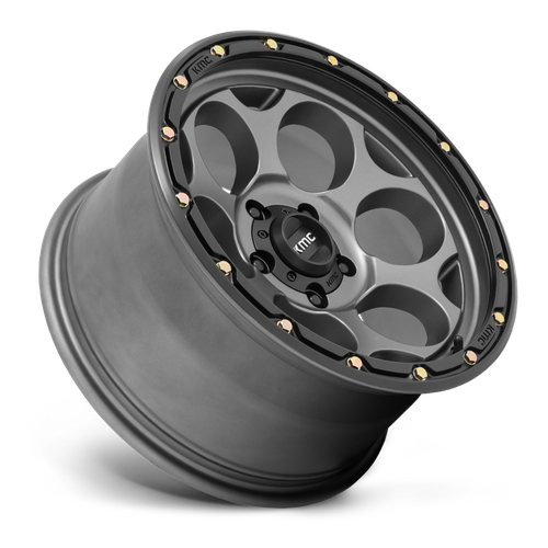 KMC DIRTY HARRY Satin Gray W/ Black Lip wheel view 2
