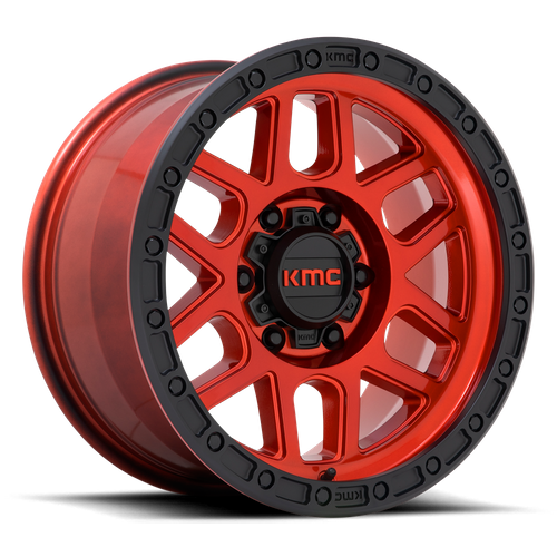 KMC MESA Candy Red W/ Black Lip wheel
