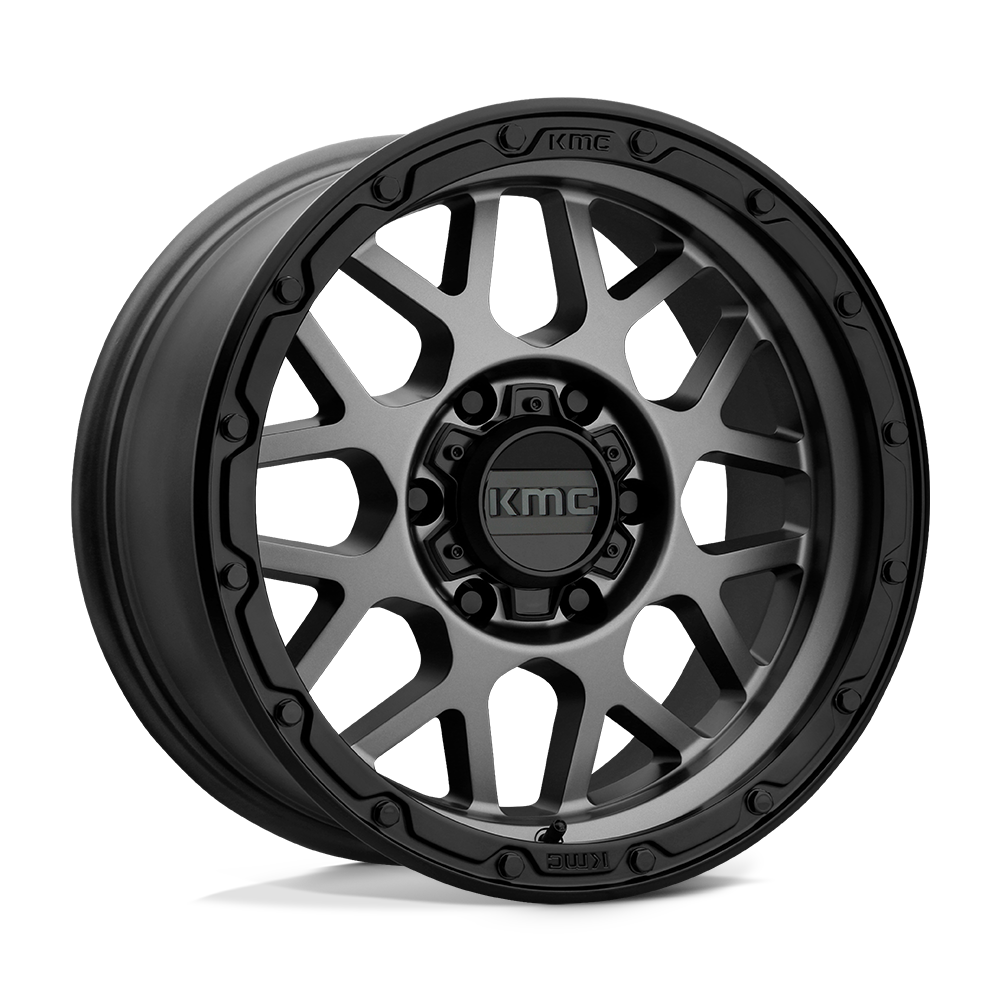 KMC GRENADE OFF-ROAD Matte Gray W/ Matte Black Lip wheel view 2
