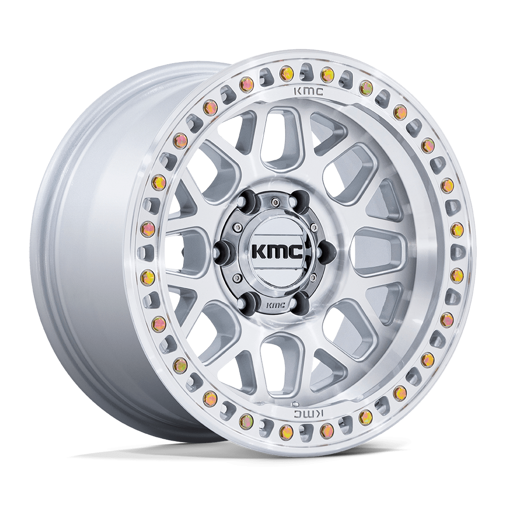 KMC GRS Gloss Silver W/ Machined Face wheel view 4
