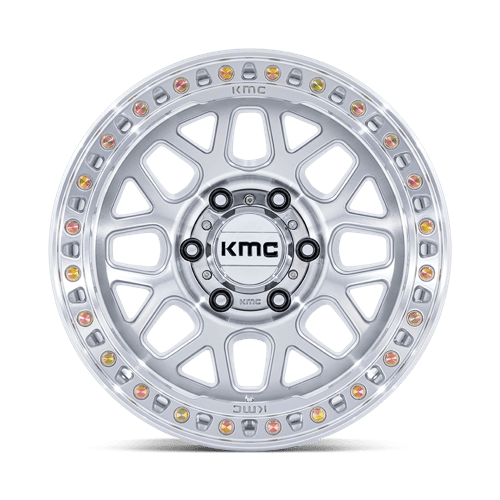 KMC GRS Gloss Silver W/ Machined Face wheel view 3