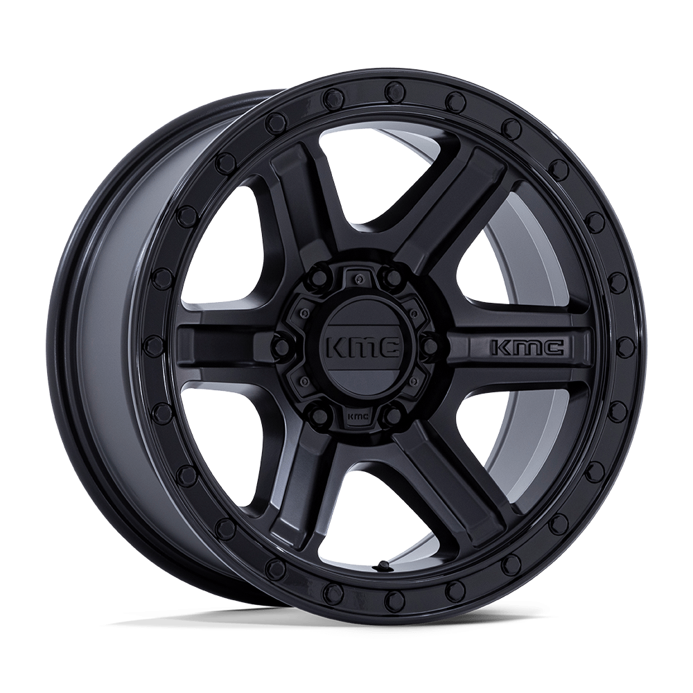 KMC OUTRUN Matte Black W/ Gloss Black Lip wheel view 4