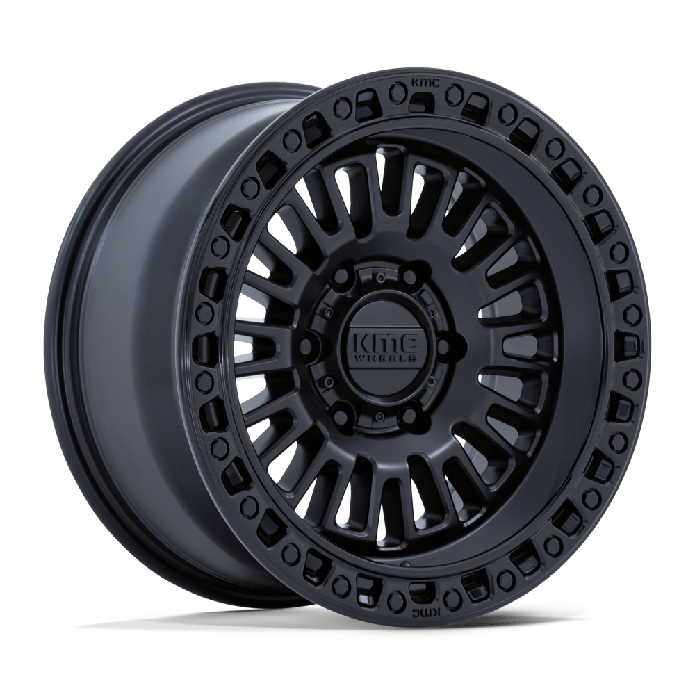 KMC AZTEC Matte Black W/ Gloss Black Lip wheel view 4