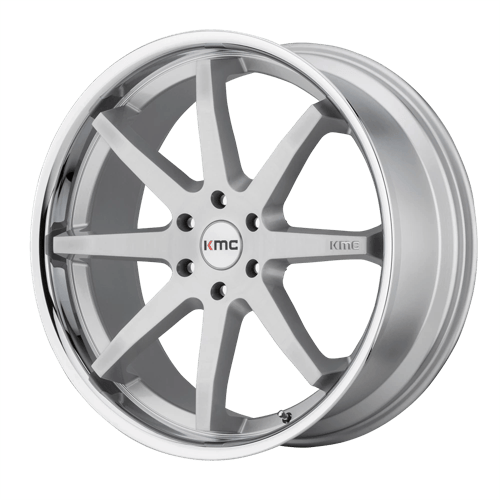 KM715 24X10 6X135 BRUSH SLV CHR LIP 30MM