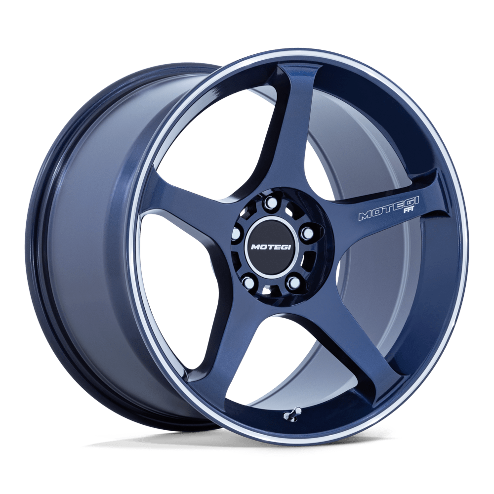 Motegi BATTLE V Obsidian Blue Mach Lip Stripe wheel view 4