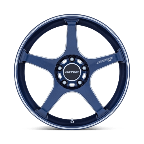 Motegi BATTLE V Obsidian Blue Mach Lip Stripe wheel view 3
