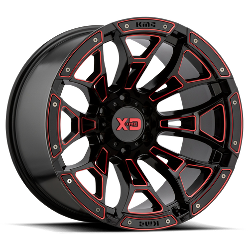XD BONEYARD Gloss Black Milled W/ Red Tint wheel