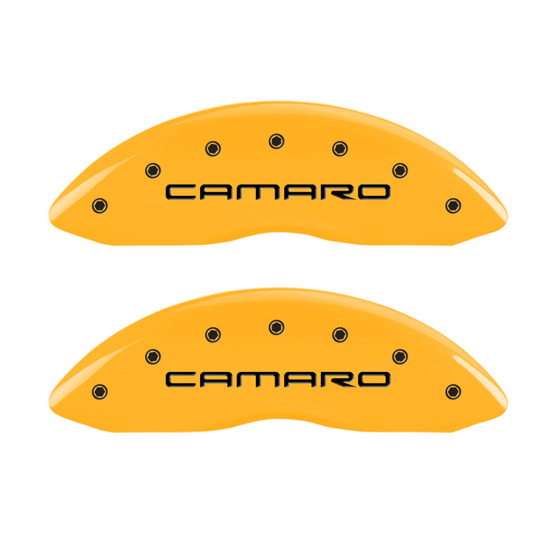 MGP 4 Caliper Covers Engraved Front Camaro Rear Z28 Yellow Finish Black Char 2000 Chevy Camaro