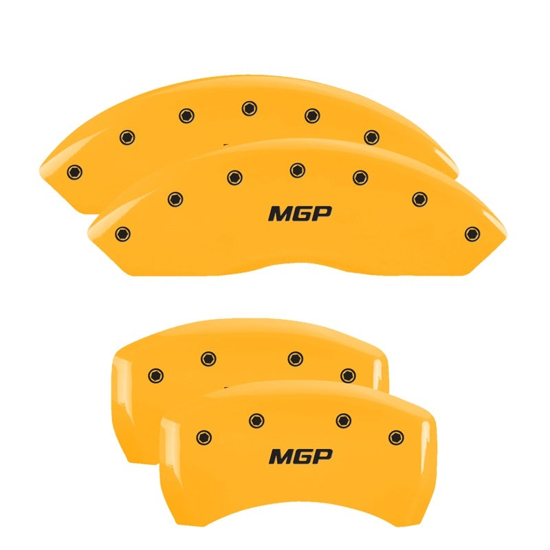 MGP 4 Caliper Covers Engraved Front & Rear Vtech Yellow Finish Black Char 2005 Acura TSX