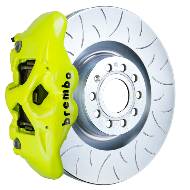 Brembo 07-15 TT 2.0T/3.2L/09-15 TTS Fr GT BBK 4Pist Cast 345x30 1pc Rotor Slot Type3- Fluo. Yellow