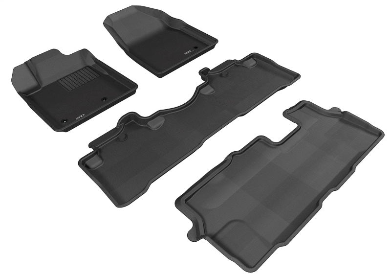 3D MAXpider 2009-2015 Honda Pilot Kagu 1st & 2nd & 3rd Row Floormats - Black