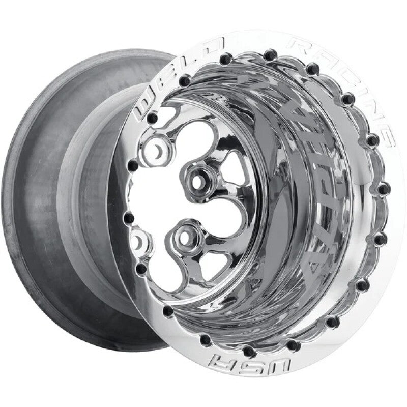 Weld Alpha-1 15x13 / 5x4.5 BP / 4in BS Polished Wheel - Polished Double Beadlock MT