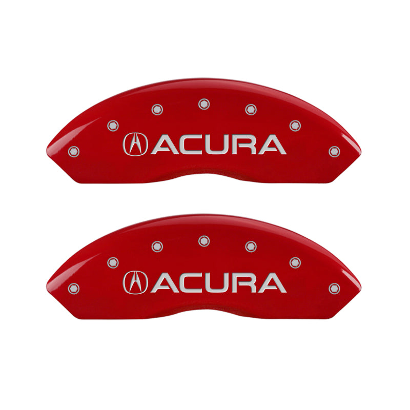 MGP 4 Caliper Covers Engraved Front Acura Engraved Rear TSX Red finish silver ch