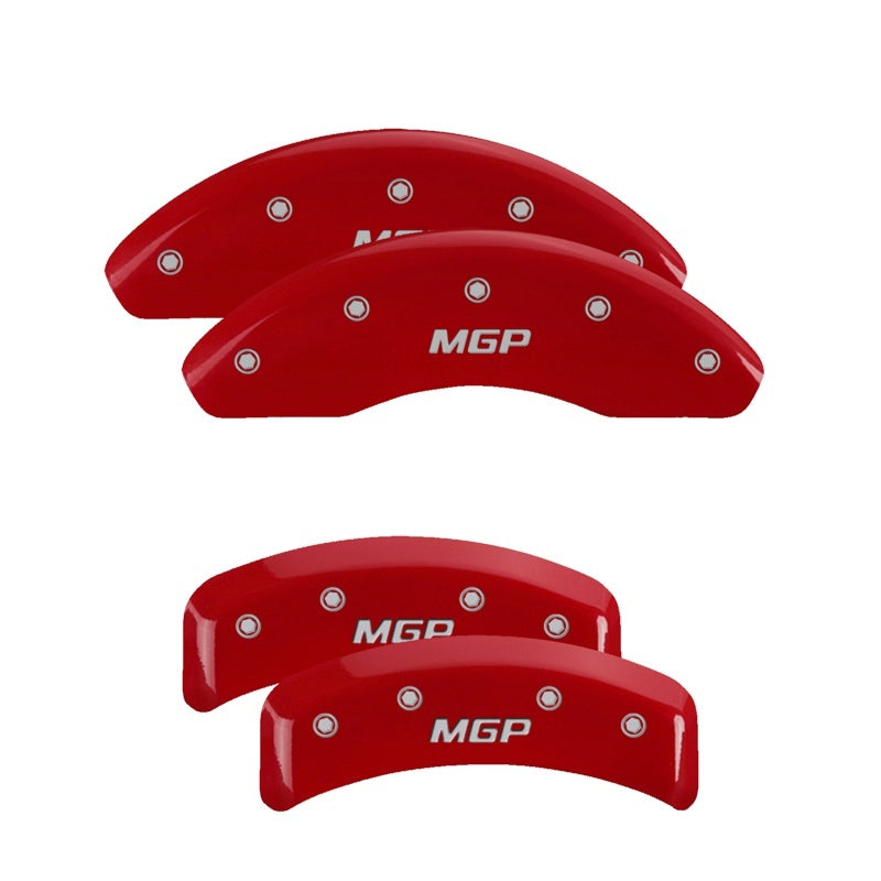 MGP Front set 2 Caliper Covers Engraved Front MGP Red finish silver ch