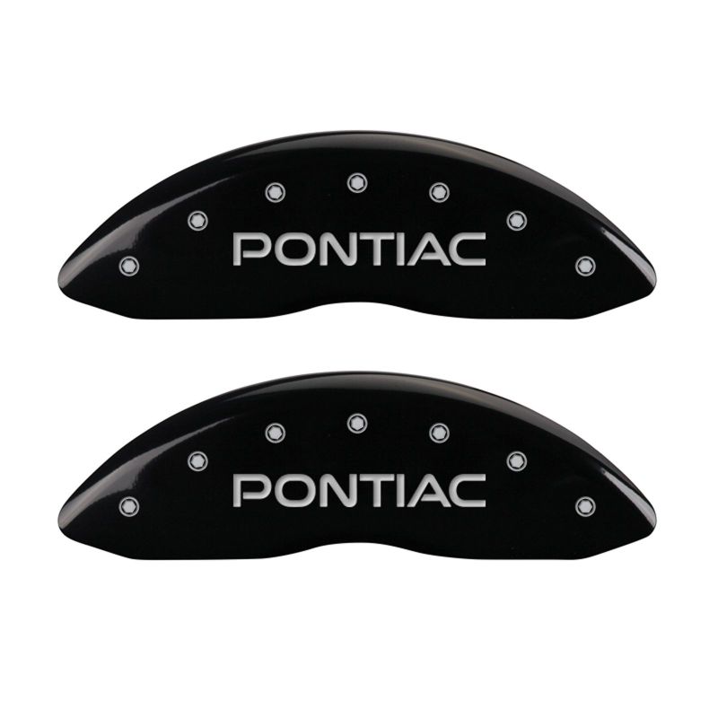 MGP 4 Caliper Covers Engraved Front & Rear Pontiac Black Finish Silver Char 2008 Pontiac G8