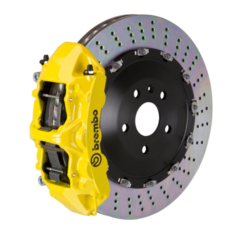 Brembo 10-16 535i Front GT BBK 6 Piston Cast 405x34 2pc Rotor Drilled-Yellow