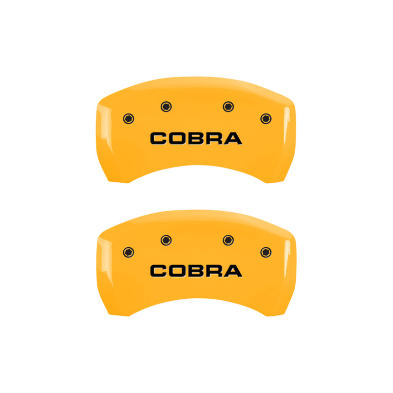 MGP 4 Caliper Covers Engraved Front & Rear Cobra Yellow Finish Black Char 2006 Ford Mustang