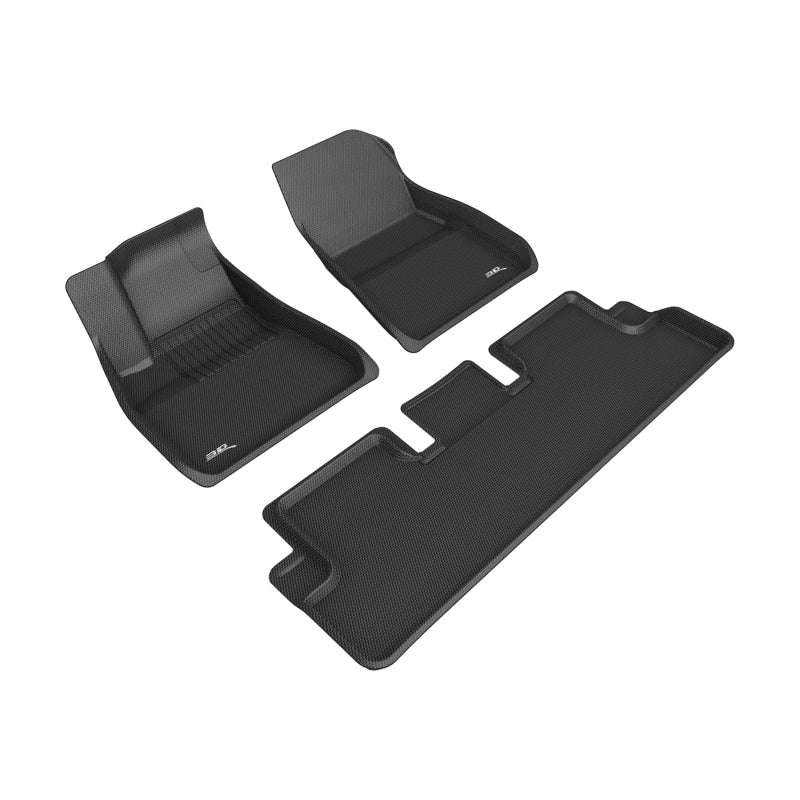 3D MAXpider 20-22 Tesla Model 3 Kagu 1st & 2nd Row Floormats - Black