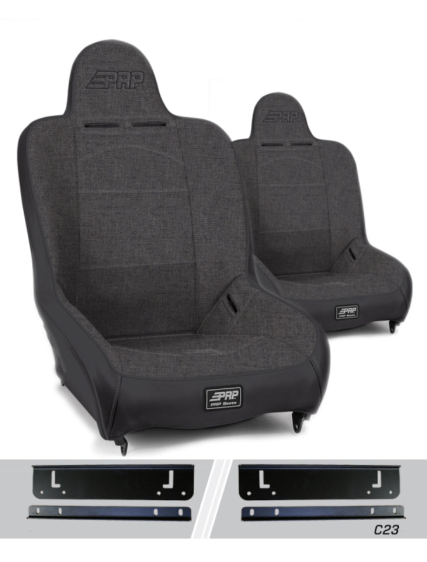 PRP Premier High Back Suspension Seats Kit for 97-02 Jeep Wrangler TJ (Pair) - Gray