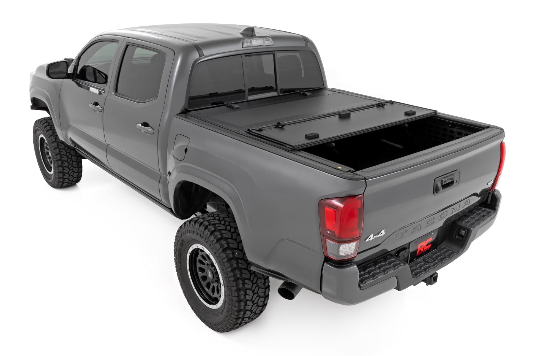 Rough Country Hard Tri Fold Aluminum Tonneau Cover for 2016-2023 Toyota Tacoma
