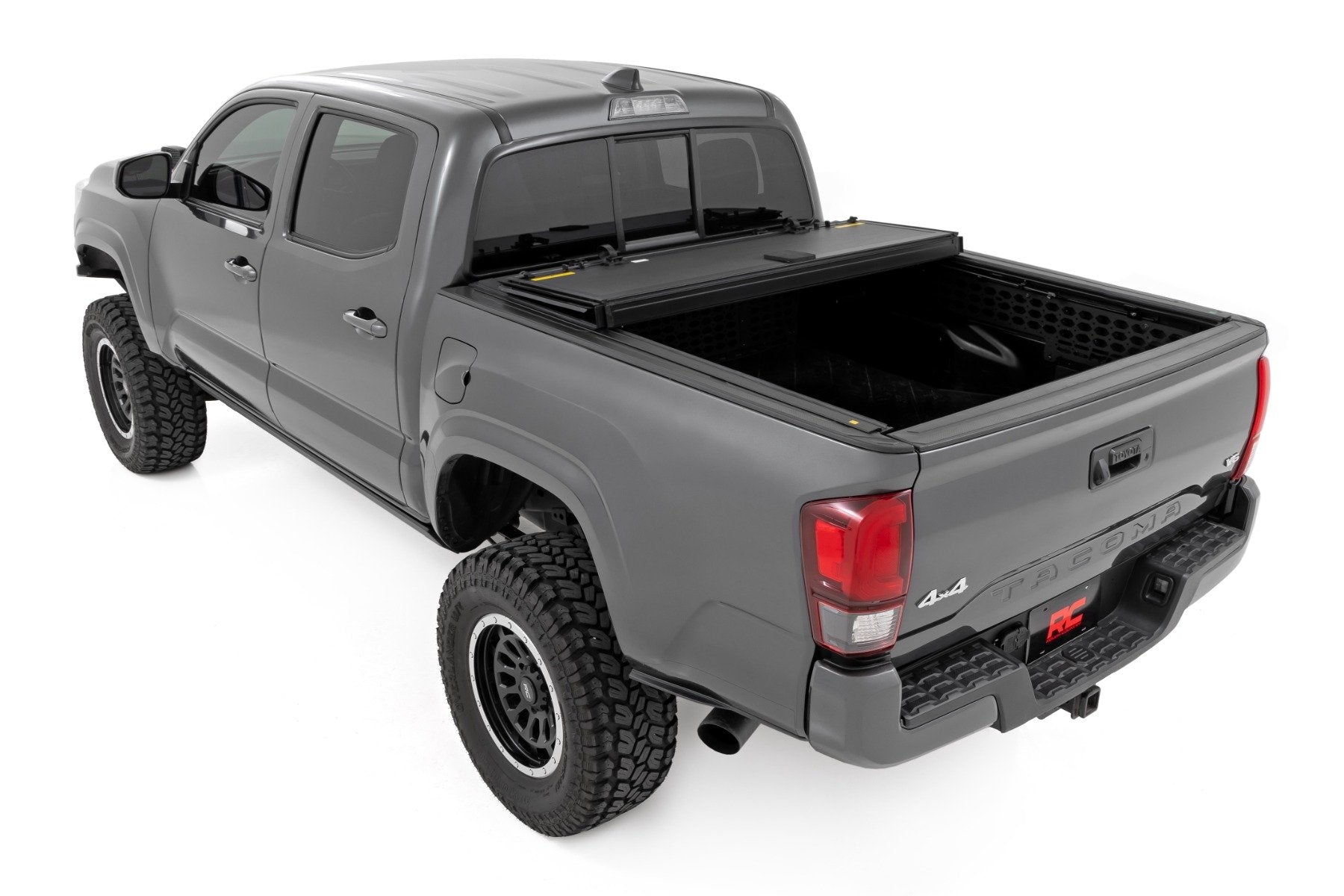 Rough Country Hard Tri Fold Aluminum Tonneau Cover for 2016-2023 Toyota Tacoma