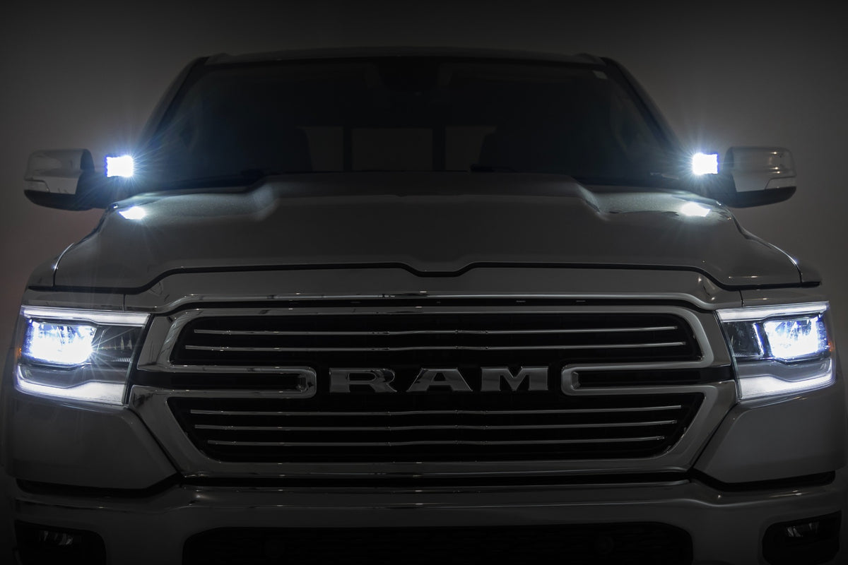 LED Light Kit | Ditch Mount | 2" Black Pair | Amber DRL | Ram 1500 (19-26)