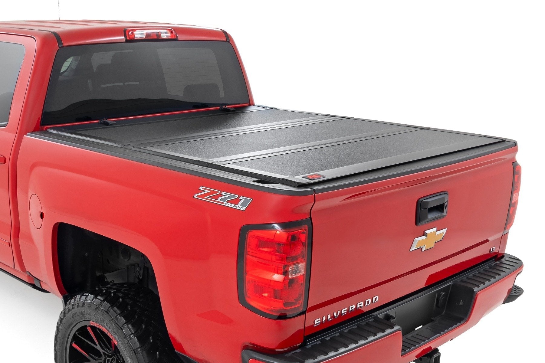Rough Country Hard Tri Fold Aluminum Tonneau Cover for 2014-2019 GMC Sierra 1500 2500HD 3500HD