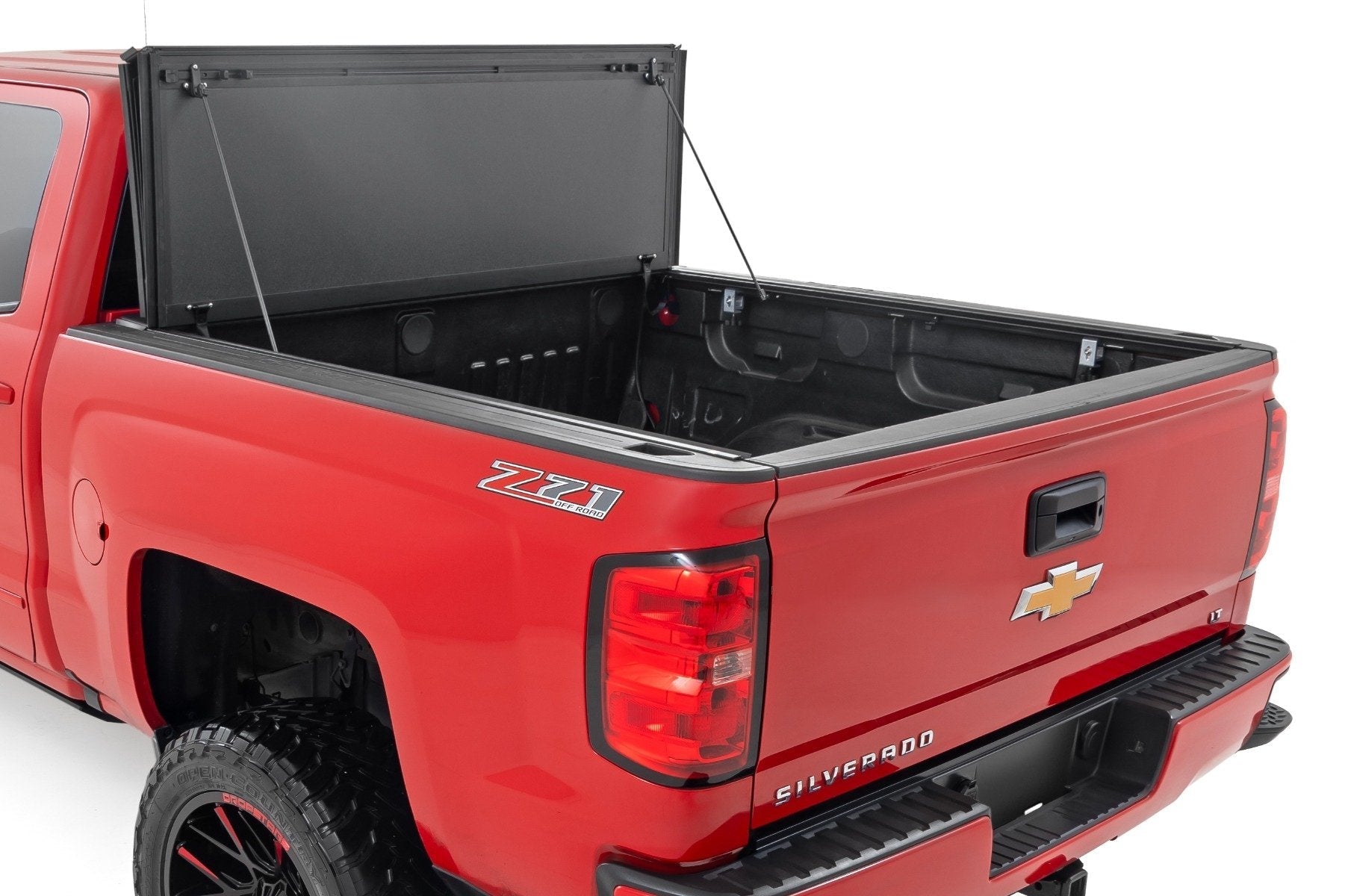 Rough Country Hard Tri Fold Aluminum Tonneau Cover for 2014-2019 GMC Sierra 1500 2500HD 3500HD