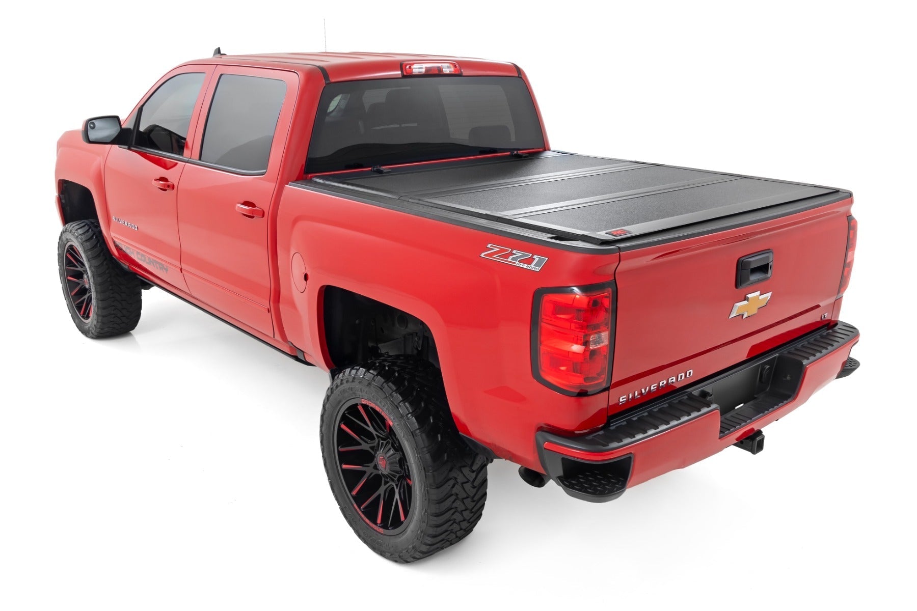 Rough Country Hard Tri Fold Aluminum Tonneau Cover for 2014-2019 GMC Sierra 1500 2500HD 3500HD