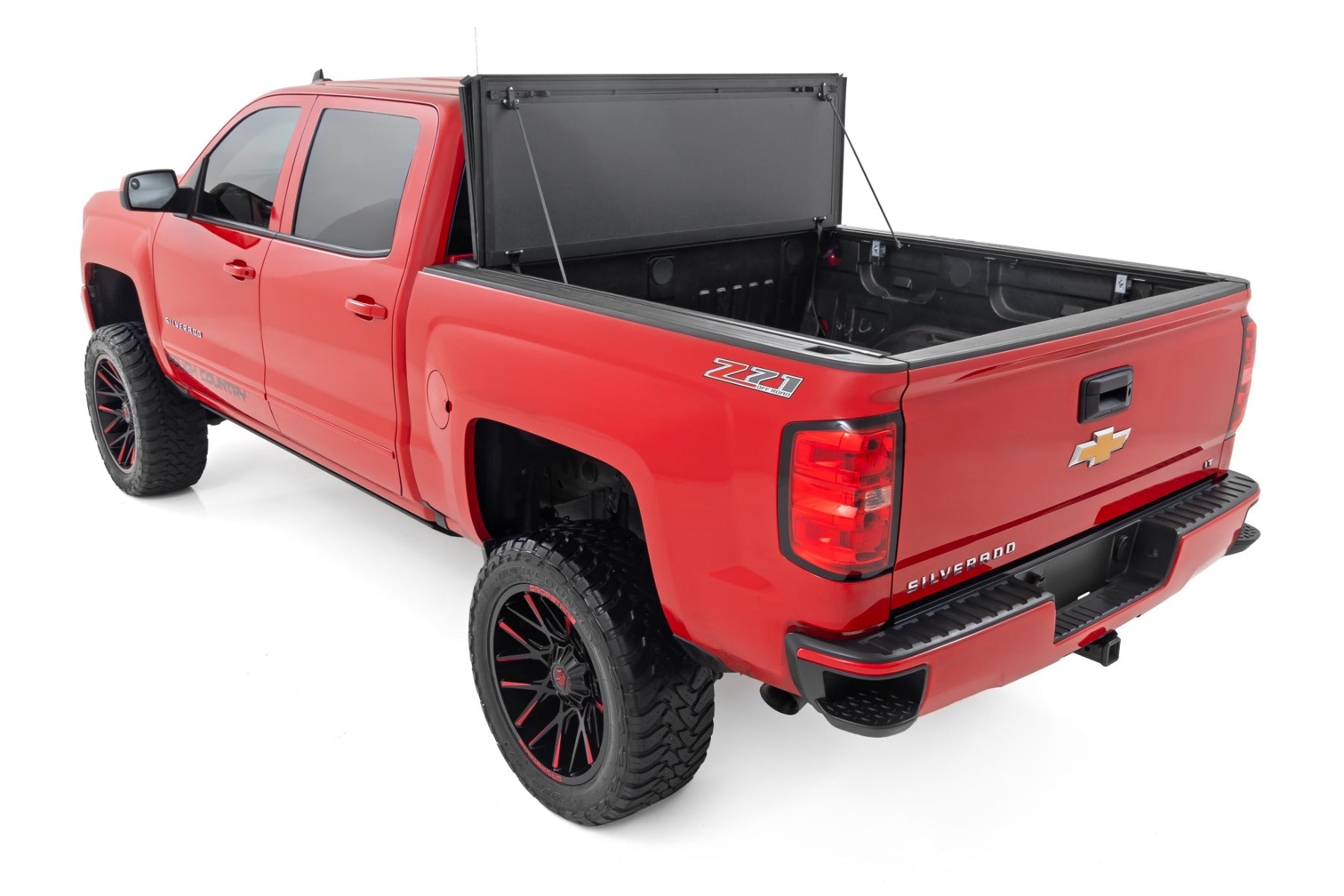 Rough Country Hard Tri Fold Aluminum Tonneau Cover for 2014-2019 GMC Sierra 1500 2500HD 3500HD