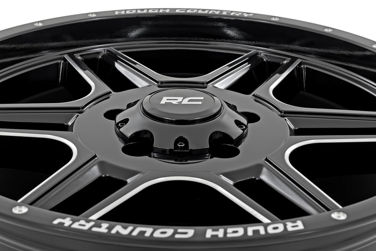 Rough Country 92 Series Wheel | Machined One-Piece | Gloss Black | 18x9 | 5x5 | +0mm