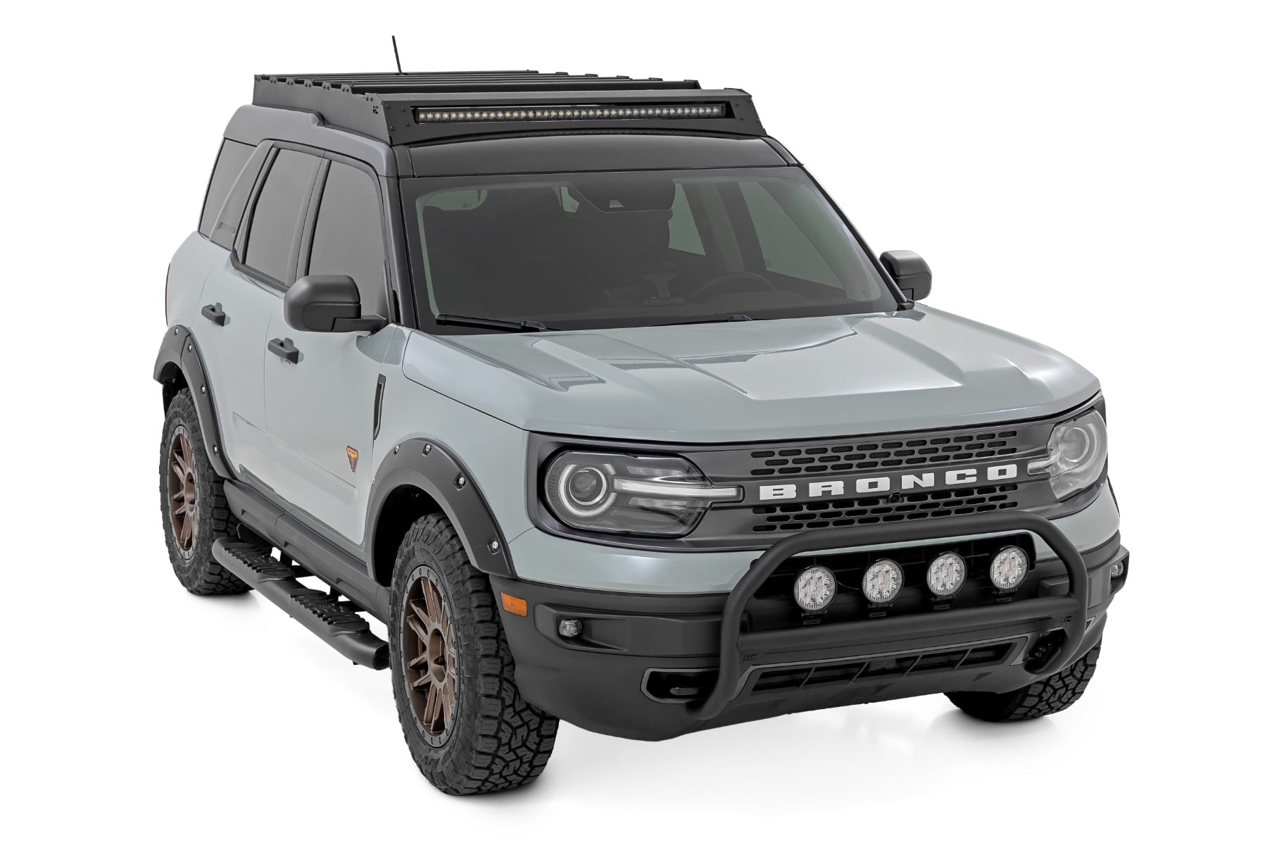 Nudge Bar | w/ Tow Hooks | 20 Inch BLK DRL Single Row LED | Ford Bronco Sport (21-24)