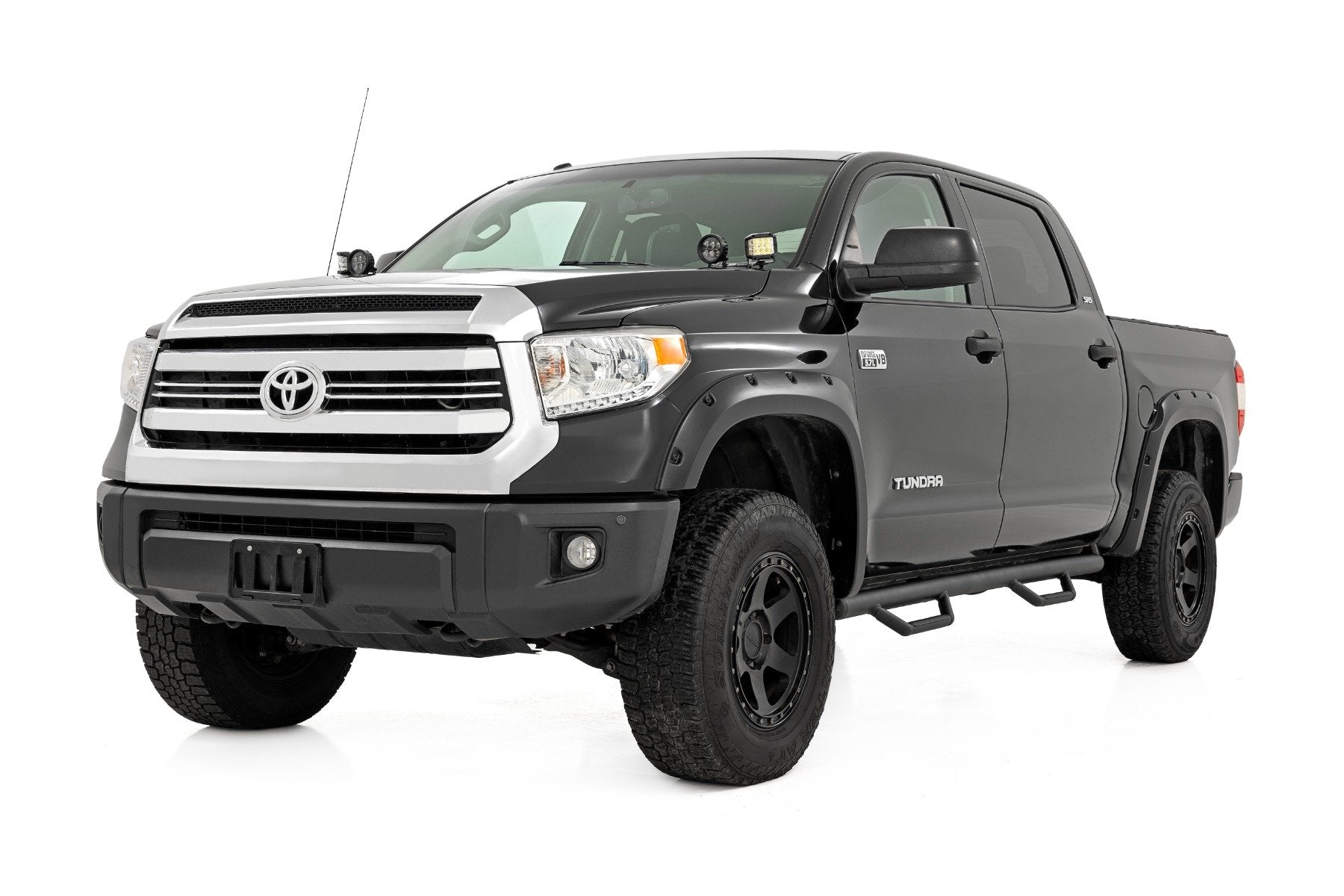 Rough Country Bolt on Cab Length Nerf Steps for 2007-2021 Toyota Tundra CrewMax