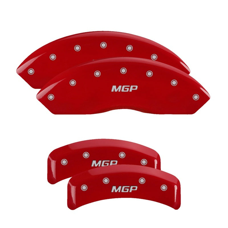 MGP 4 Caliper Covers Engraved Front & Rear MGP Red finish silver ch