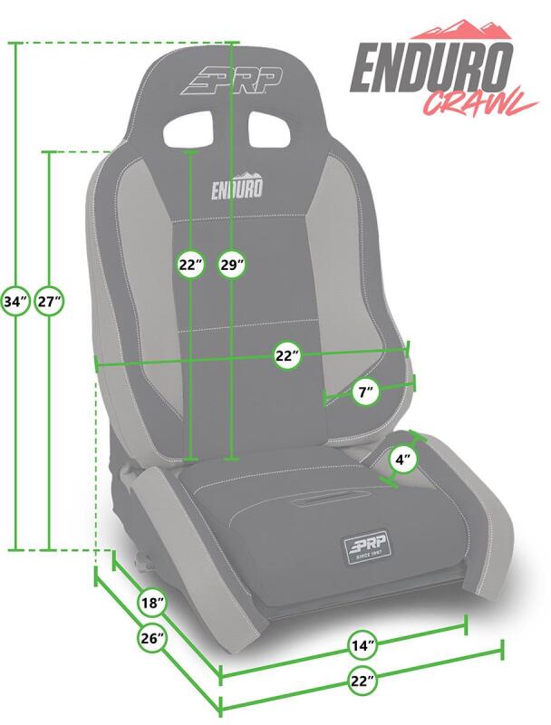 PRP EnduroCrawl Reclining Suspension Seat - Black/Teal Vinyl - Passenger