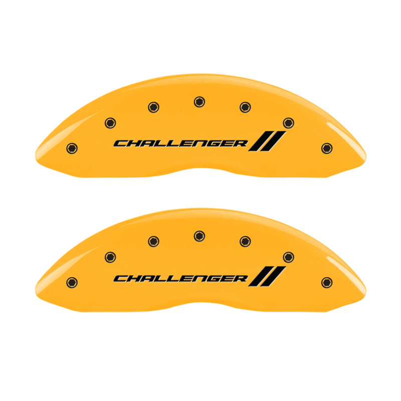 MGP 4 Caliper Covers Engraved F & R Stripes/Challenger Yellow Finish Black Char 2006 Dodge Charger