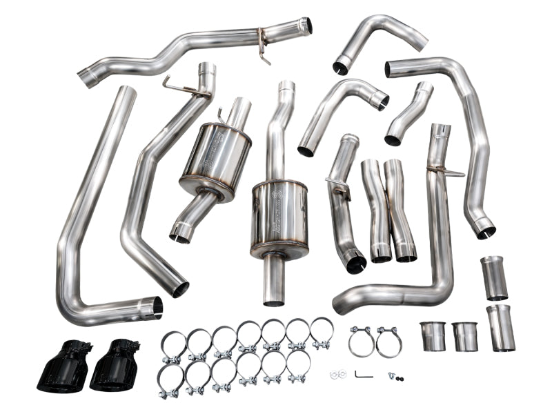 AWE Tuning 2025+ RAM 1500 RHO 3.0 I6 TT 0FG Dual Rear Exit Catback Exhaust - Diamond Black Tips