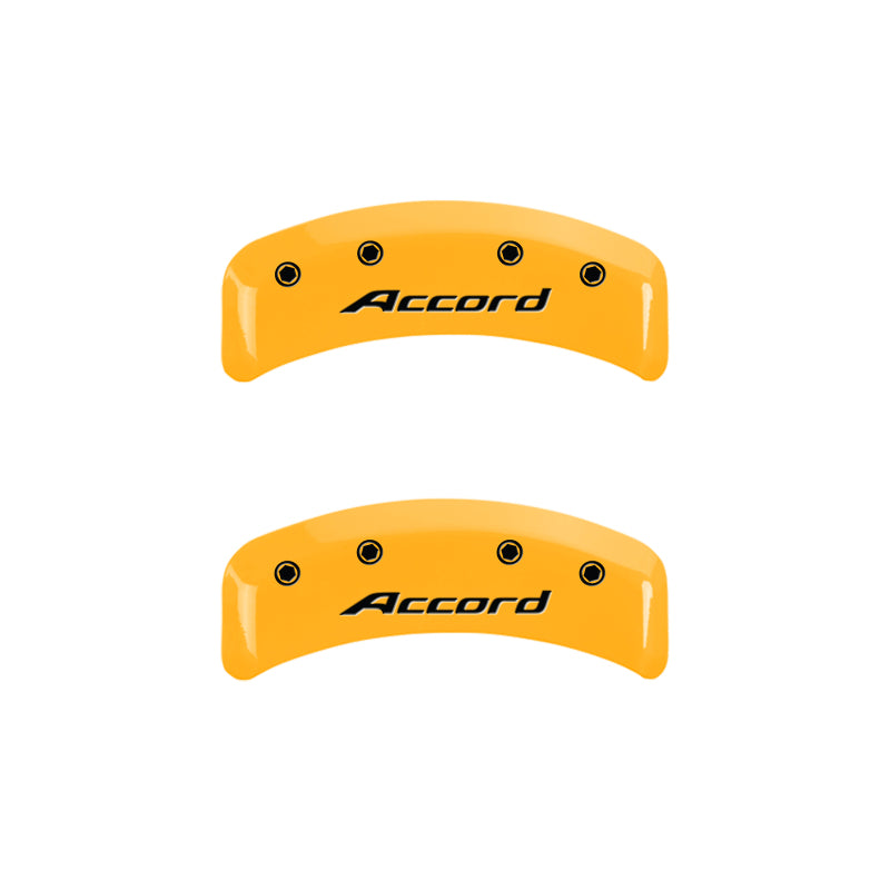 MGP 4 Caliper Covers Engraved Front Accord Engraved Rear Accord Yellow finish black ch