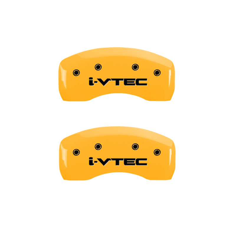 MGP 4 Caliper Covers Engraved Front & Rear I-Vtec Yellow Finish Black Char 2007 Honda Accord