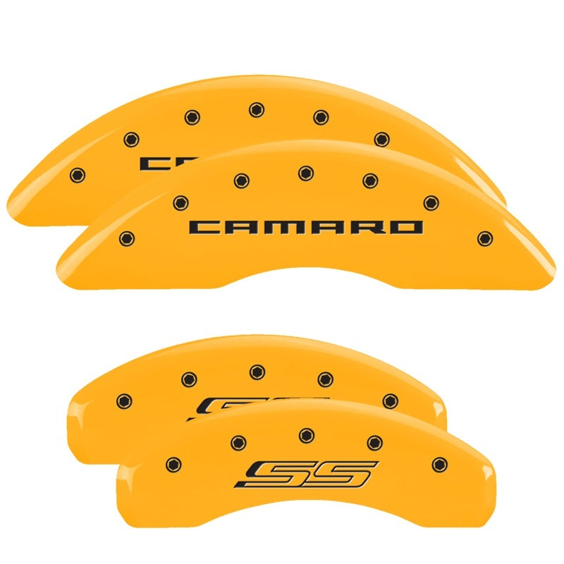 MGP 4 Caliper Covers Engraved Front & Rear MGP Yellow finish black ch